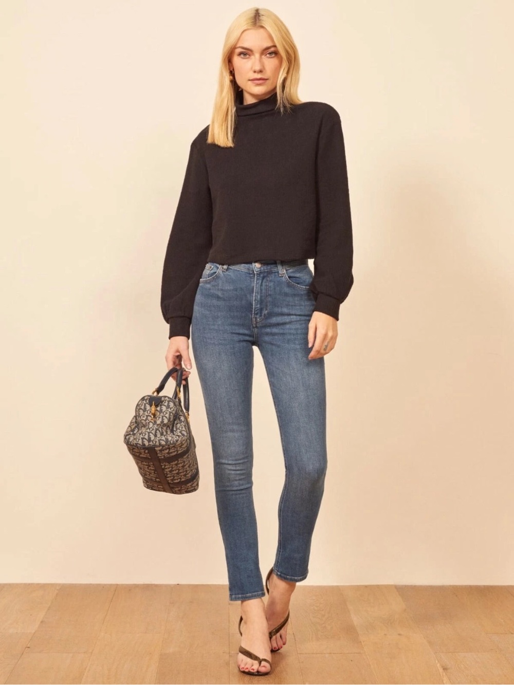 Reformation Harper High Rise Skinny Jeans Blue Denim Women's Size 27